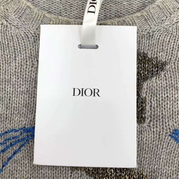 Dior Dior Gray Star Moon Embroidery Cashmere Sweater Size US M / EU 48-50 / 2 - 6 Thumbnail