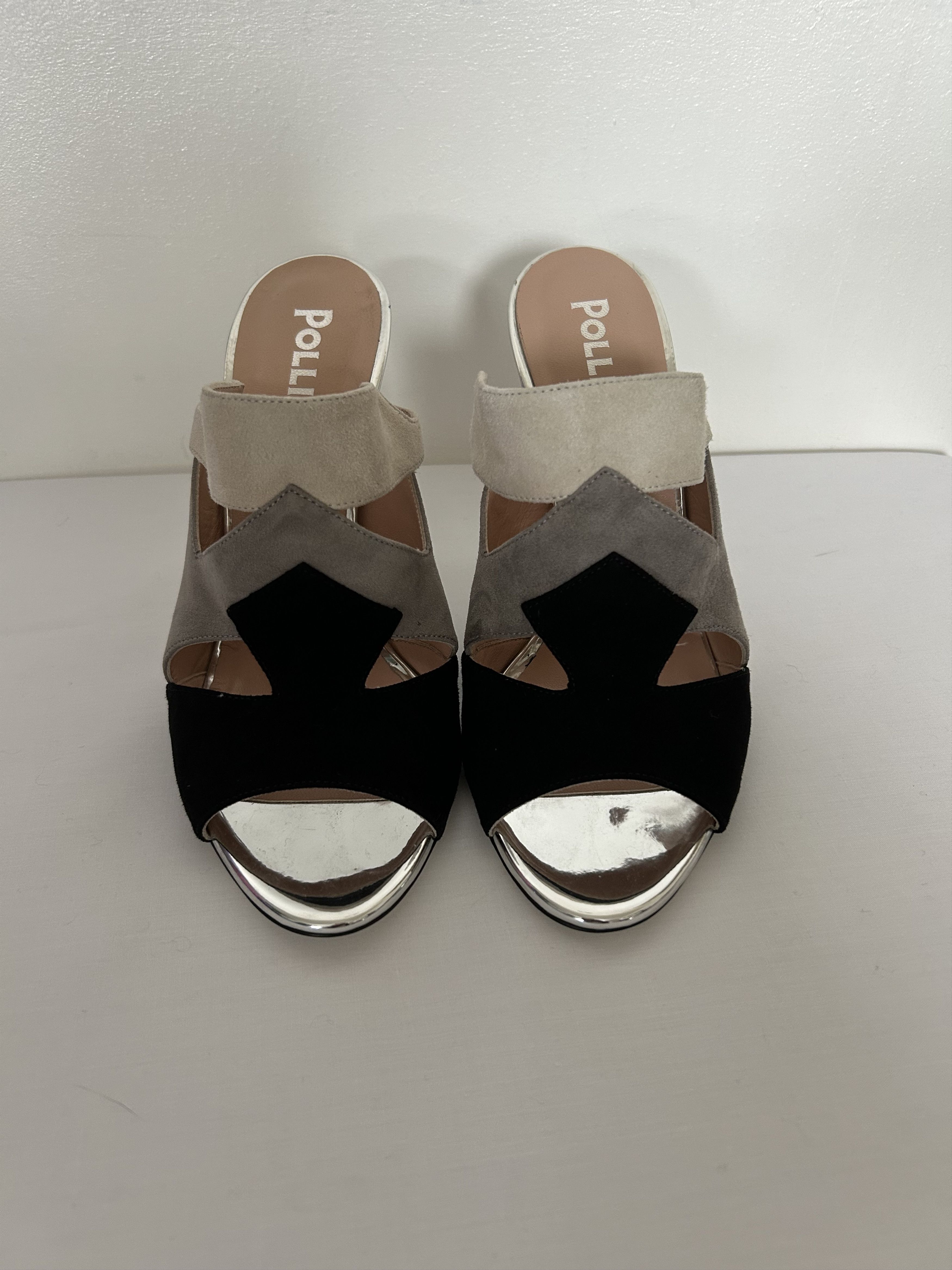 Pollini Pollini "SABOT" Colourblock Suede Heels Size US 6.5 / IT 36.5 - 2 Thumbnail