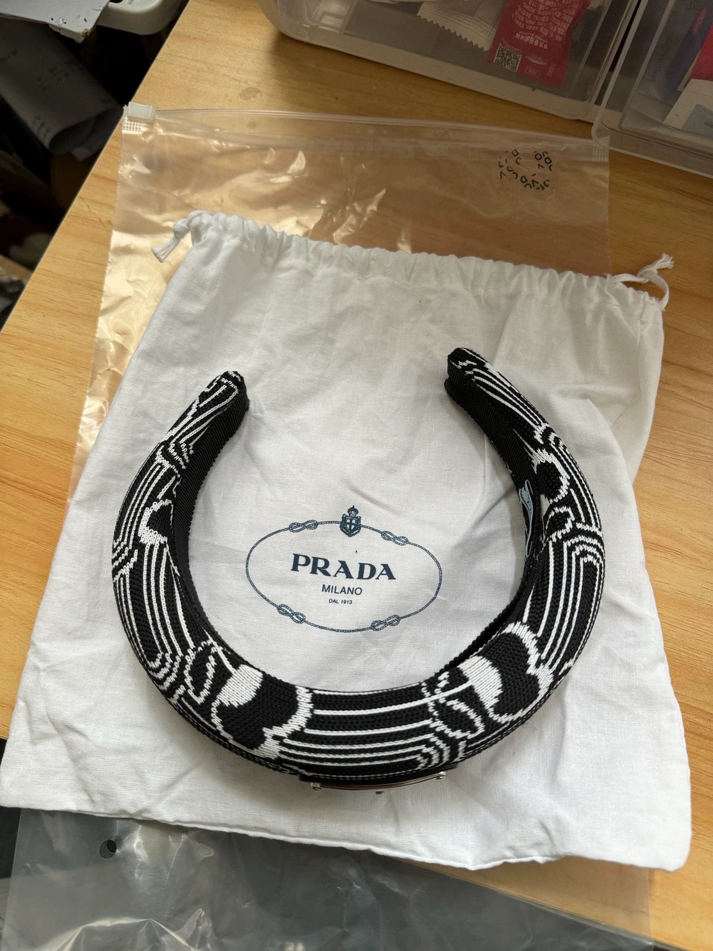 Prada Prada Raf Simons Black & White Headband Tri Logo Size ONE SIZE - 2 Thumbnail