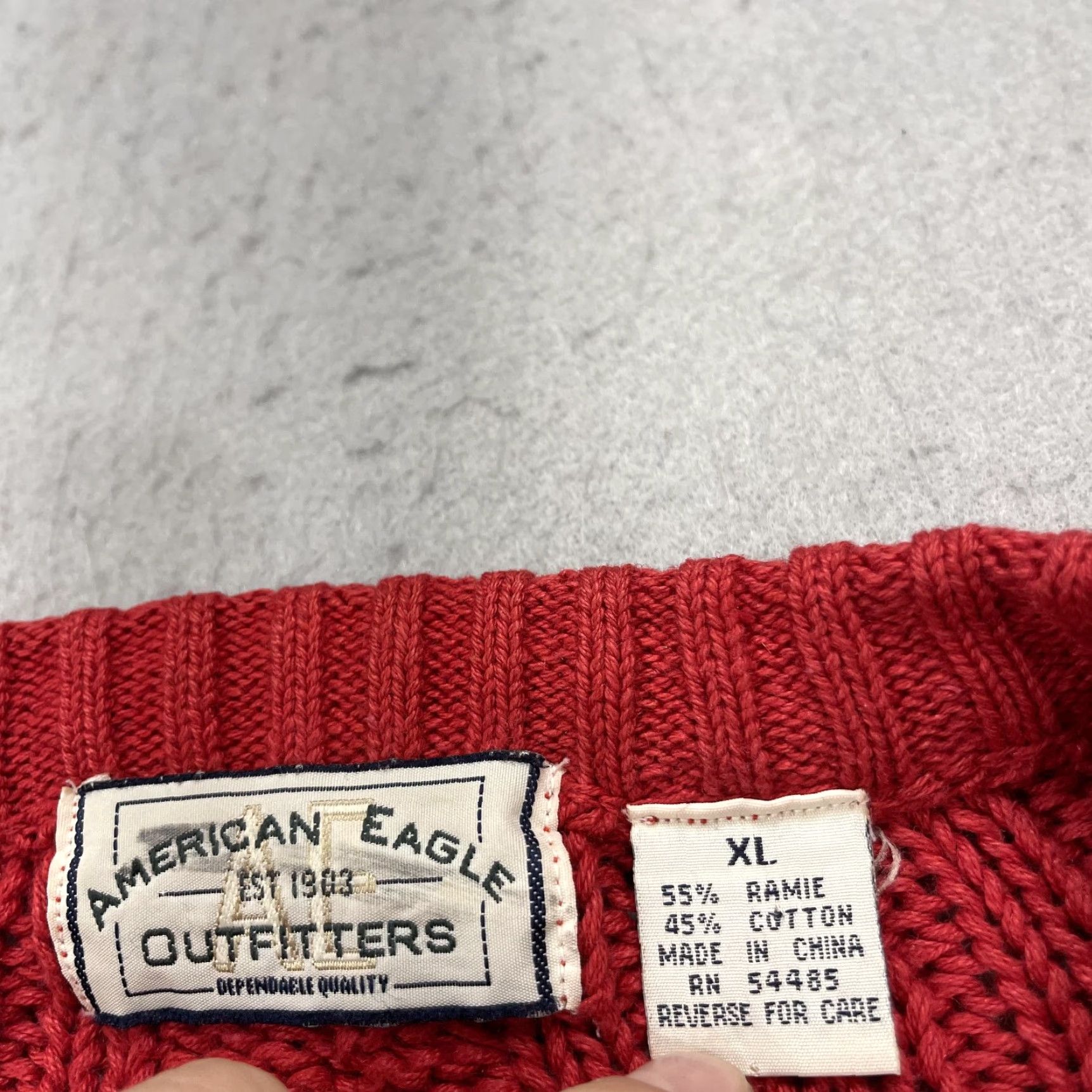 American Eagle Outfitters VINTAGE American Eagle Sweater Mens XL Red Cable Fisherman Grandpa Knit 90s Size US XL / EU 56 / 4 - 4 Thumbnail