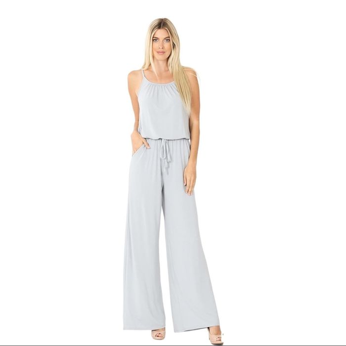 Other Zenana Premium Gray Spaghetti Strap Jumpsuit Size 2X | Grailed