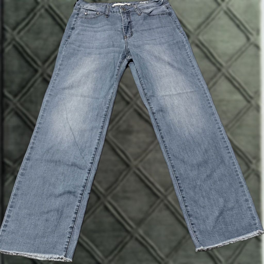 Denime !iT. Marty High-Rise Straight Jeans Women's Blue Denim Zip-Fly Frayed - 6 Size 28" / US 6 / IT 42 - 1 Thumbnail