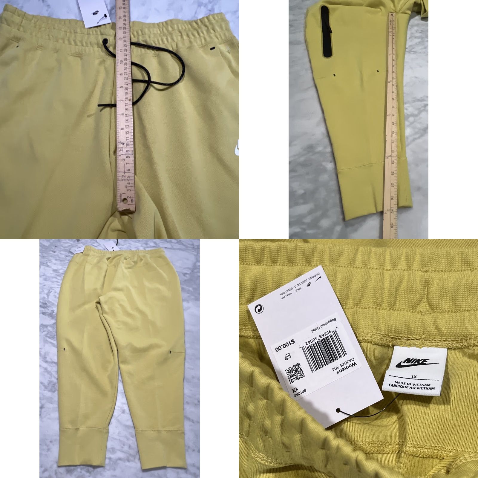 Nike VINTAGE Nike Sportswear Plus Tech Fleece Pants Womens 1X DA2043-304 High Rise Greenish Yellowish Jogger Nike Womens Pants Size 40" / US 18 - 8 Thumbnail
