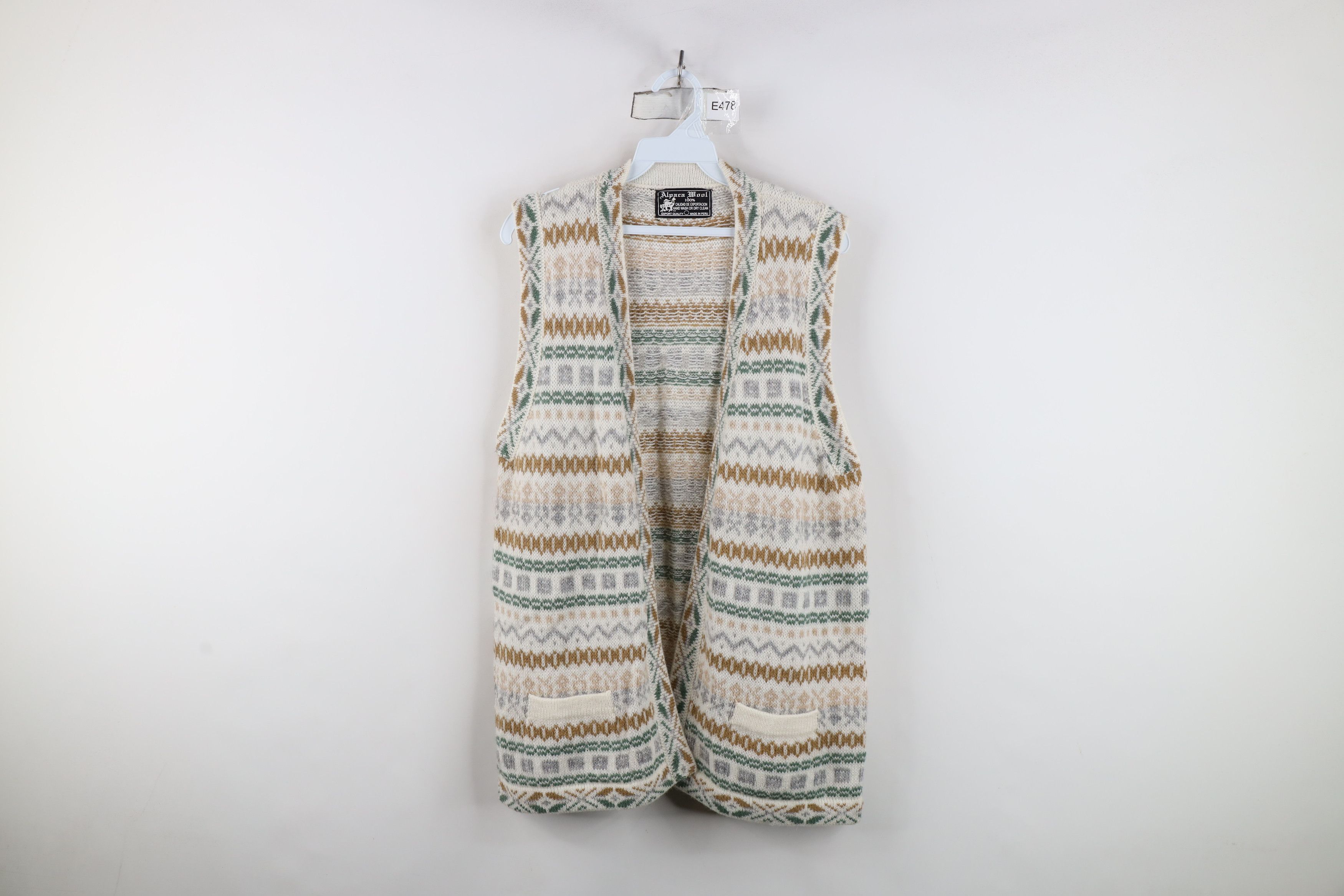 Vintage Vintage 90s Wool Knit Fair Isle Open Front Cardigan Sweater Size M / US 6-8 / IT 42-44 - 1 Thumbnail