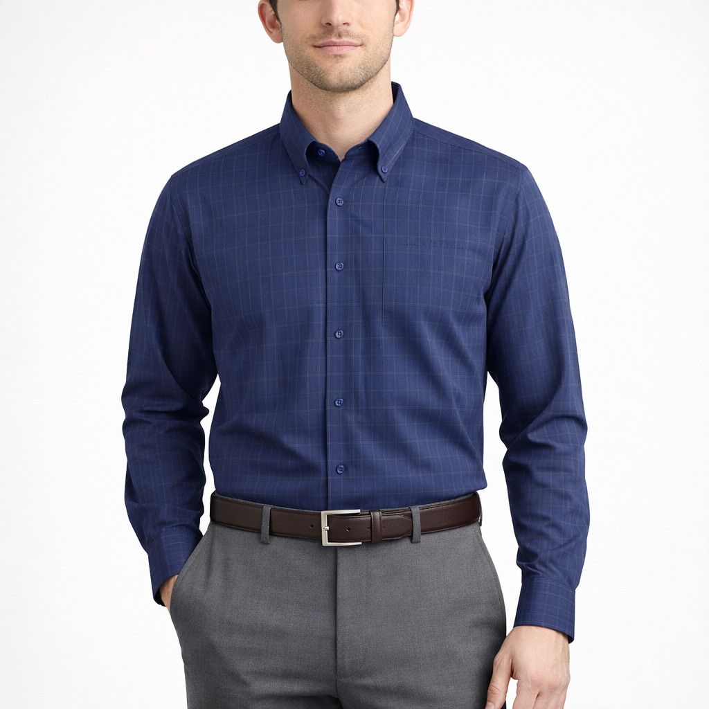 Other Geoffrey Beene Navy Checkered Long Sleeve Button-Up Shirt Size US XXL / EU 58 / 5 - 1 Thumbnail