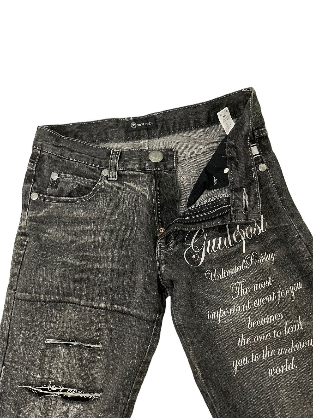 Japanese Brand Distress Jeans Root Three Regular Straight 6🟦3 Size US 31 - 11 Thumbnail