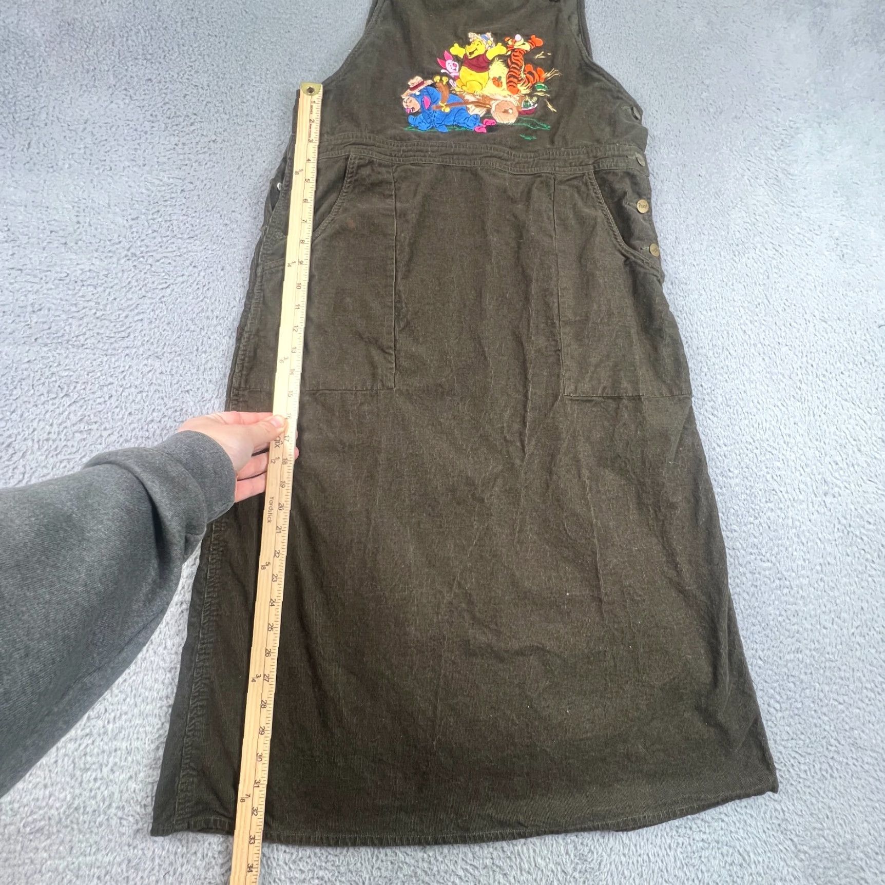 Disney VINTAGE Disney Winnie the Pooh Embroidered Green Corduroy Overall Dress XL Size 40" / US 18 - 7 Thumbnail