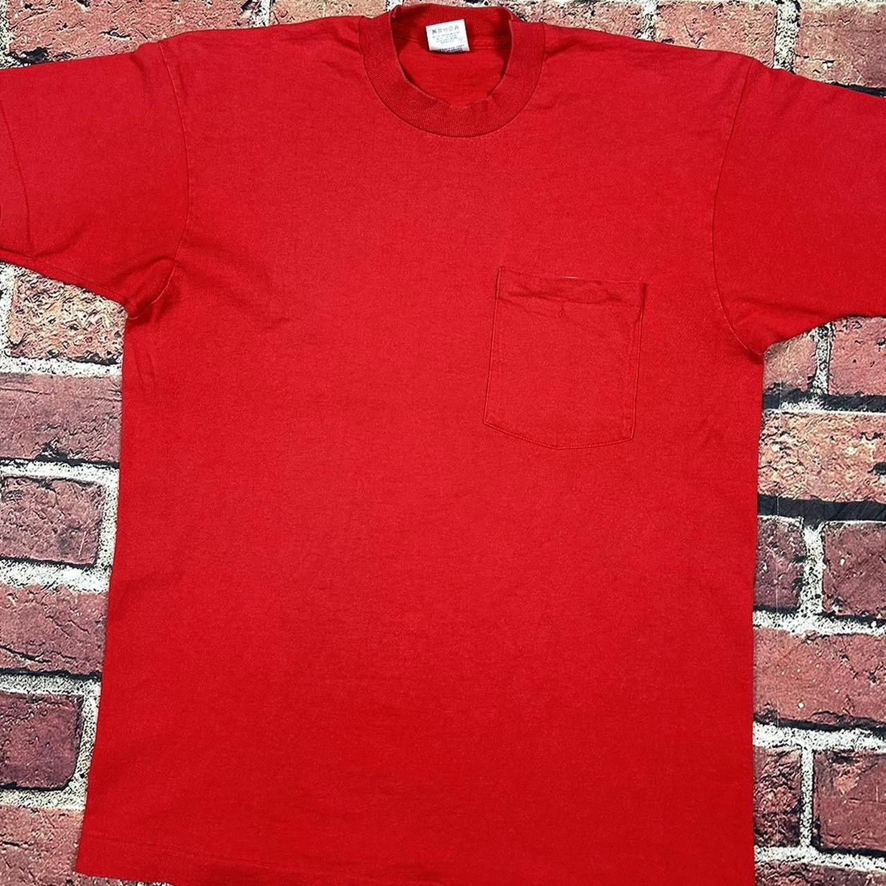 Other Vintage BVD Blank Red Pocket T-Shirt Single Stitch USA 90s Size US L / EU 52-54 / 3 - 2 Thumbnail