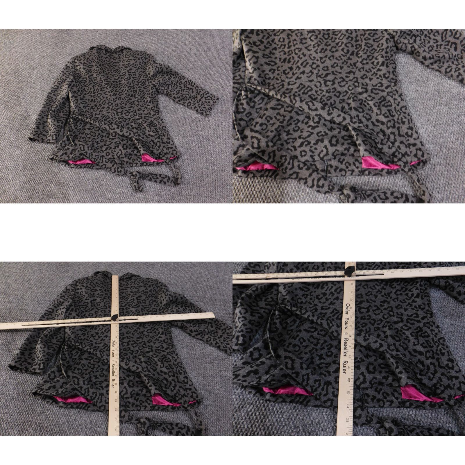 Sandro Sandro Blazer Womens Small Gray Leopard Print Pink Lined Button Front Jacket Size S / US 4 / IT 40 - 8 Thumbnail