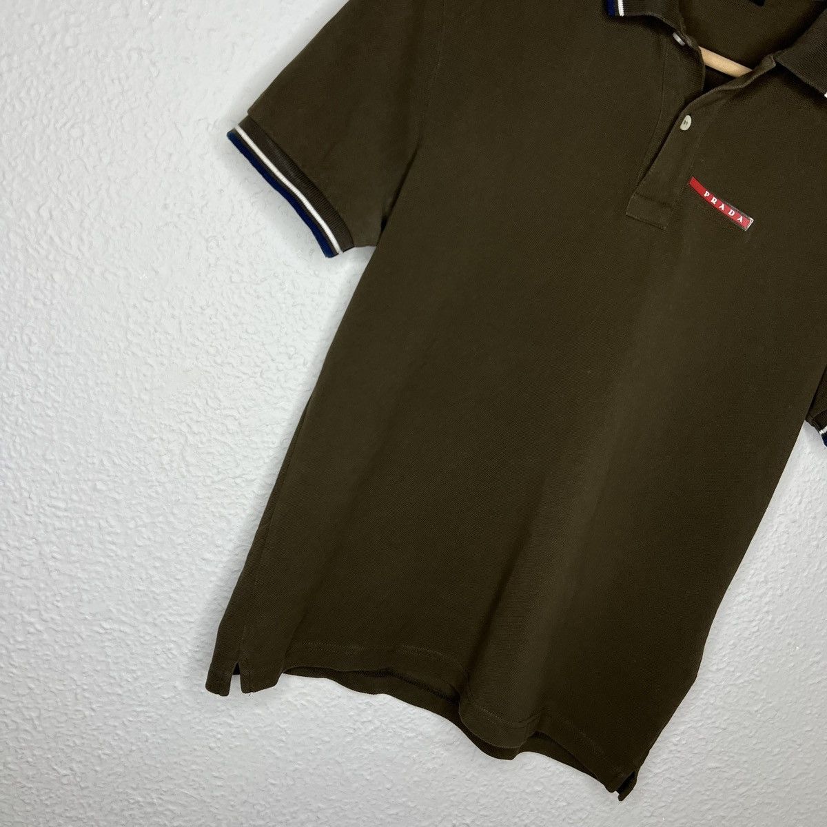 Prada Prada Polo Tshirt Tee Green Khaki Logo Red Rare Y2K Drill Size US M / EU 48-50 / 2 - 2 Thumbnail