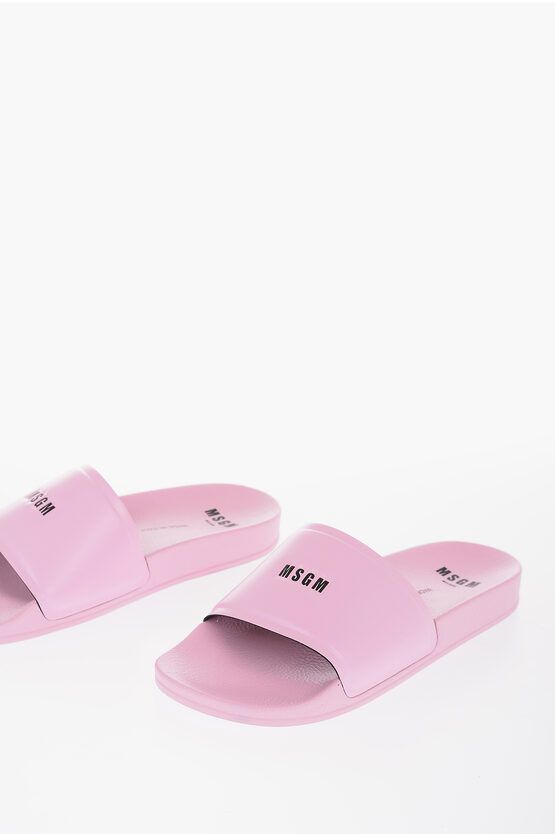 MSGM og1mm0724 Solid Contrasting Logo Sliders in Pink Size US 10 / IT 40 - 2 Thumbnail