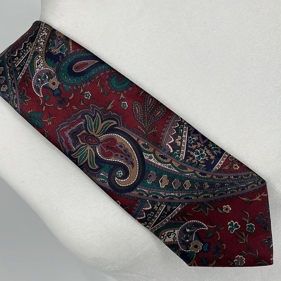 Etienne Aigner Etienne Aigner Floral Paisley Necktie Burgundy