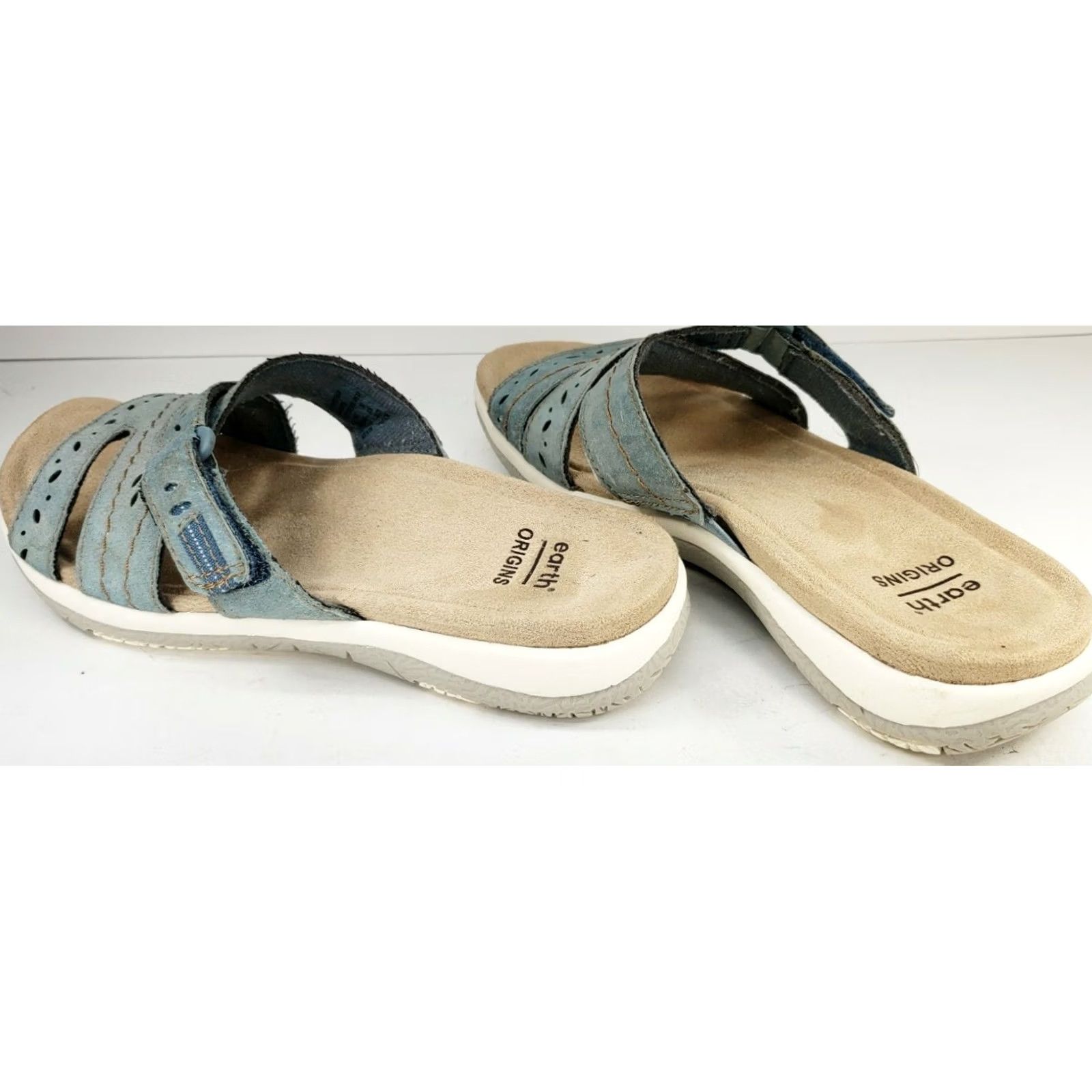 Vintage Earth Origins Savoy Shantel Slide Sandals Womens Morrocan Blue Tan 6M Size US 6 / IT 36 - 4 Thumbnail
