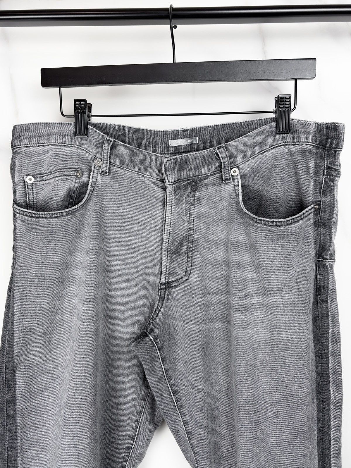 Dior Dior Homme Faded Gray Side Stripe Denim Jeans Whiskered Size US 33 - 3 Thumbnail