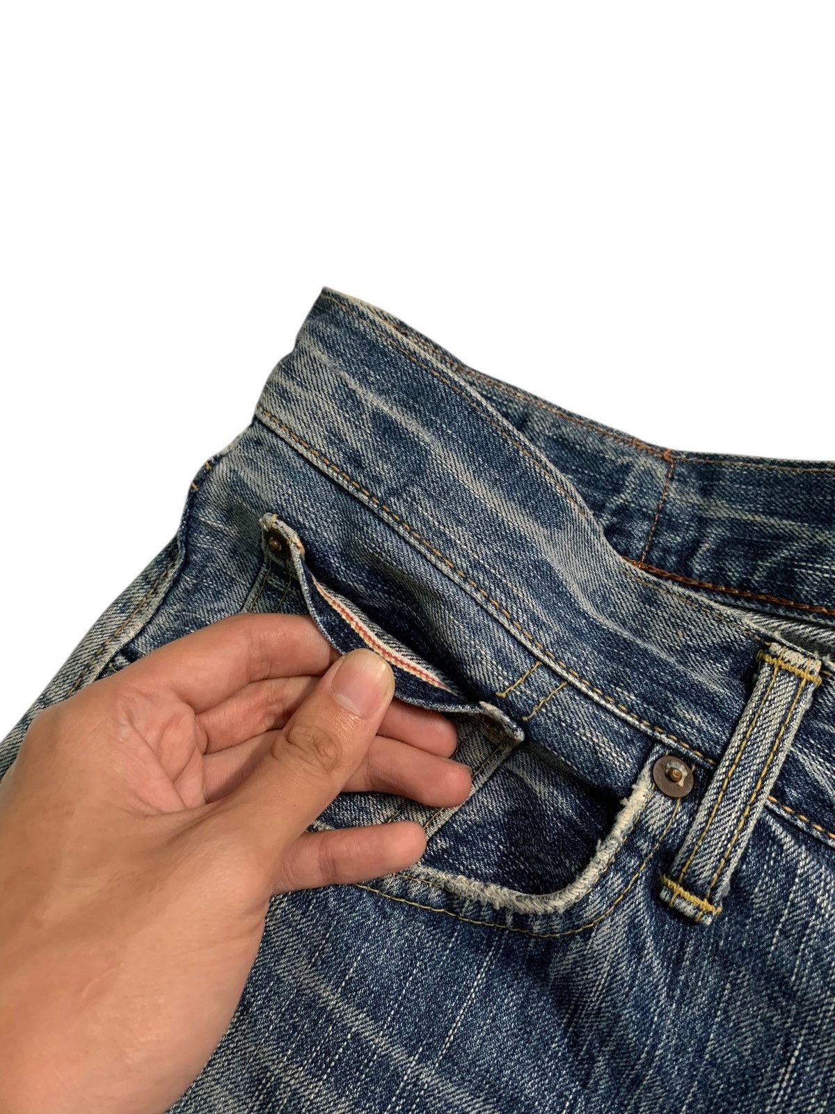 Japanese Brand VINTAGE EDWIN 505Z SELVEDGE RUSTY JAPANESE DISTRESSED DENIM Size US 35 - 12 Thumbnail