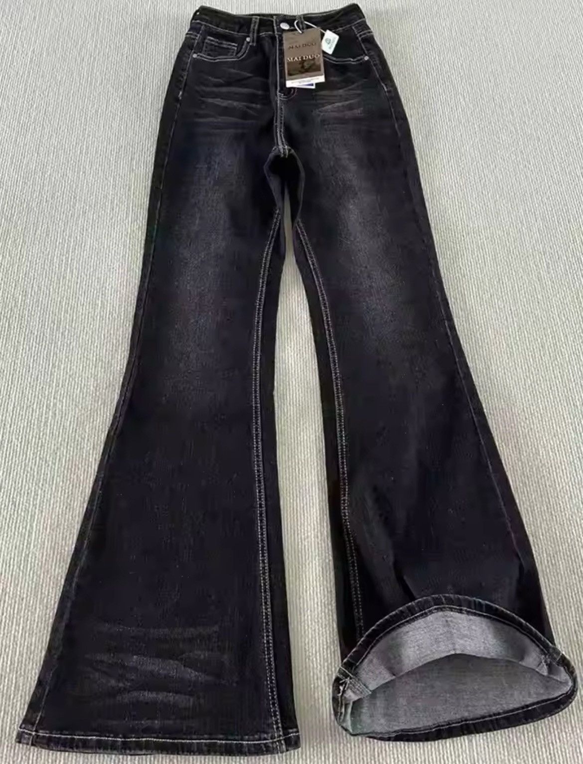 Other × Vintage Black Flared Jeans White stitching Size 28" / US 6 / IT 42 - 1 Thumbnail