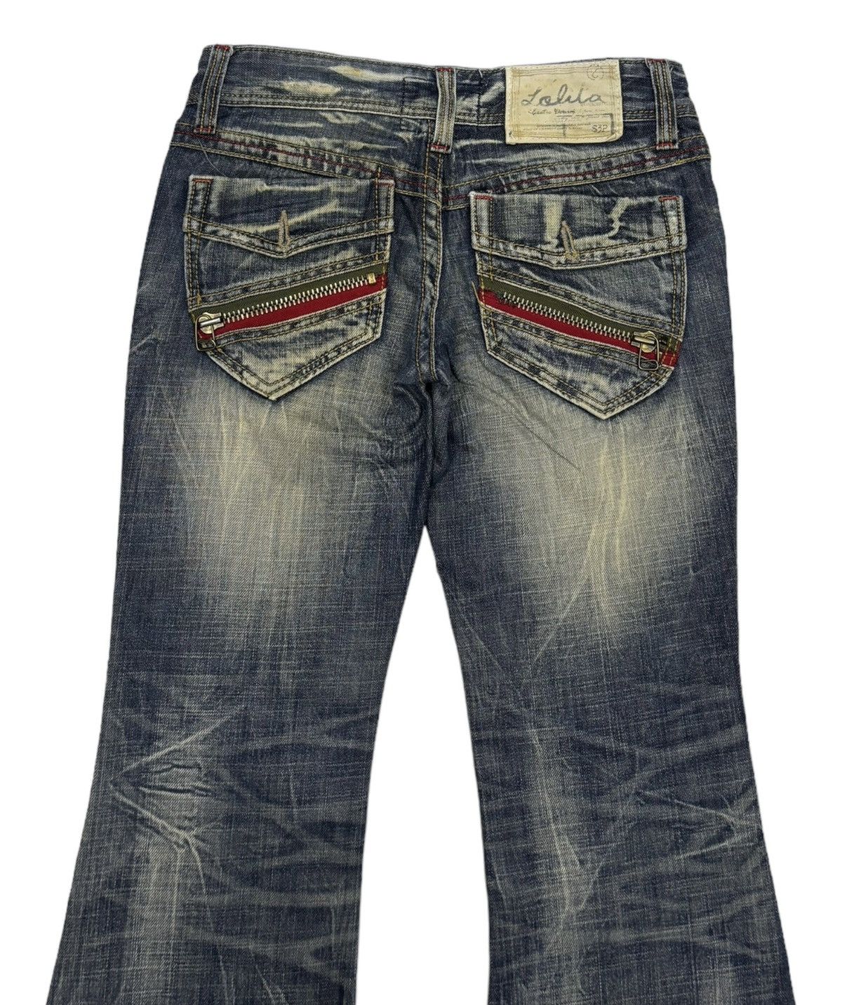 Japanese Brand Vintage Lolita Flare Distressed Denim Jeans Size 29" - 7 Thumbnail