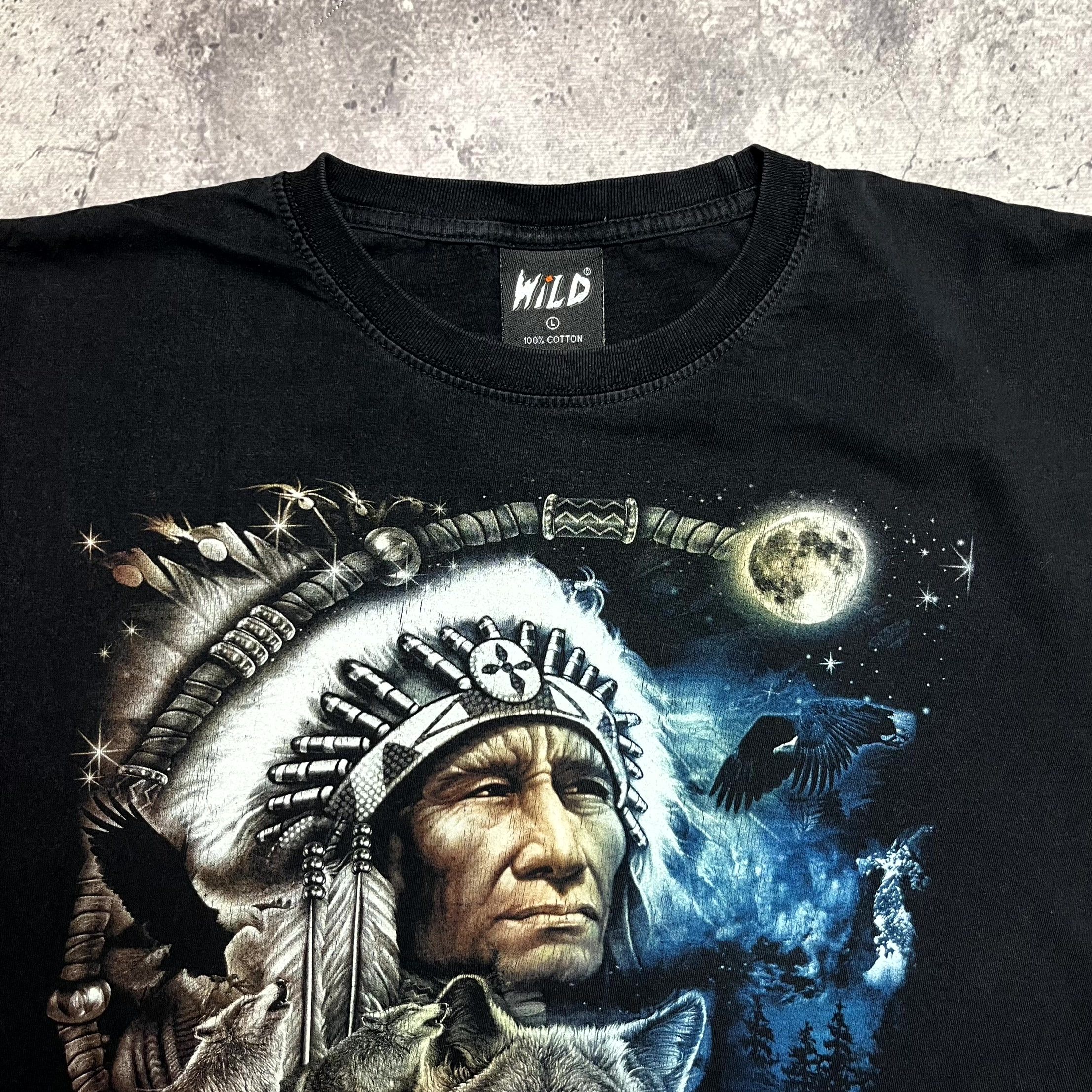 Vintage Vintage WILD Black T Shirt Dream Catcher Wolf 90s Size M Size US L / EU 52-54 / 3 - 3 Thumbnail