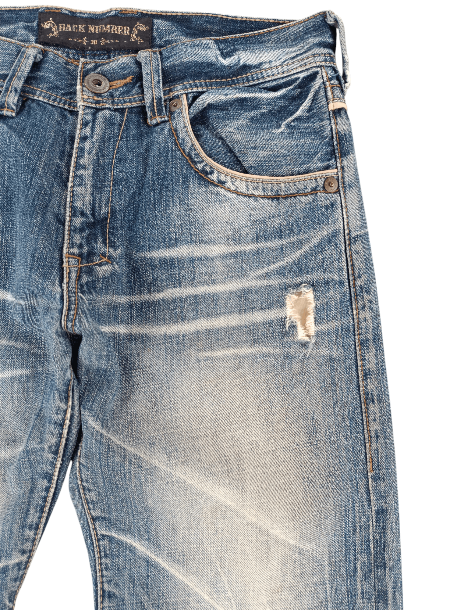 Japanese Brand 💥Flare💥90s Back Number Distress Ripped Jeans Faded Size US 32 / EU 48 - 7 Thumbnail