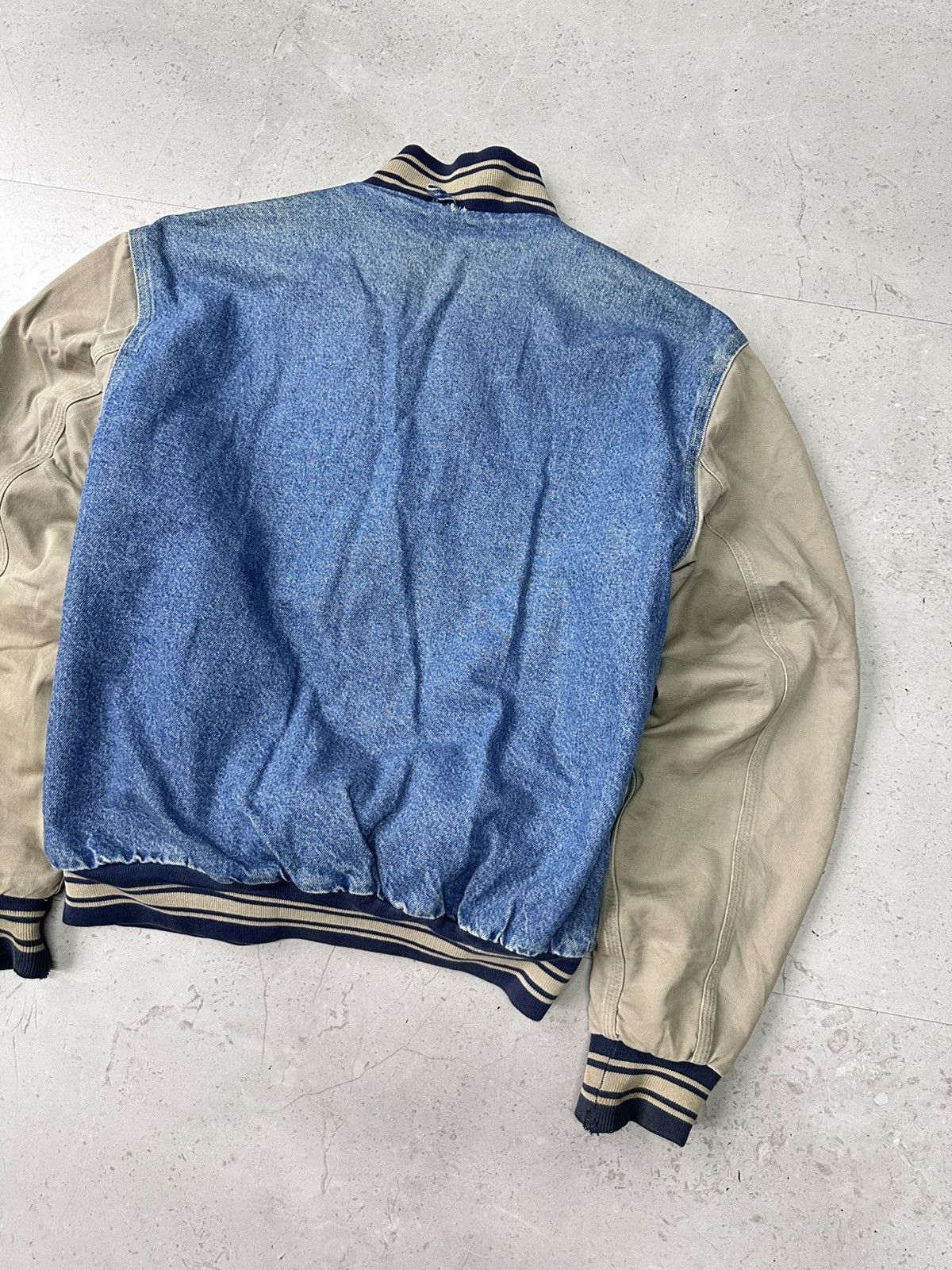 Carhartt × Vintage RARE 90s CARHARTT DENIM VARSITY JACKET Size US L / EU 52-54 / 3 - 12 Thumbnail