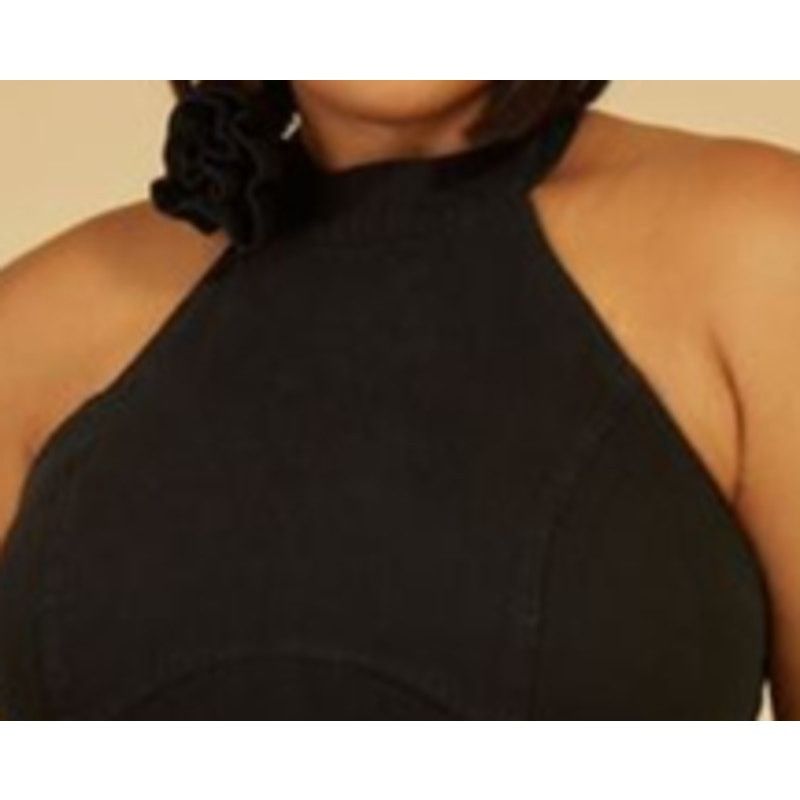 Other Women’s Size 12 TALL Stretch Denim Maxi Halter Dress | NWT Size XL / US 12-14 / IT 48-50 - 3 Thumbnail