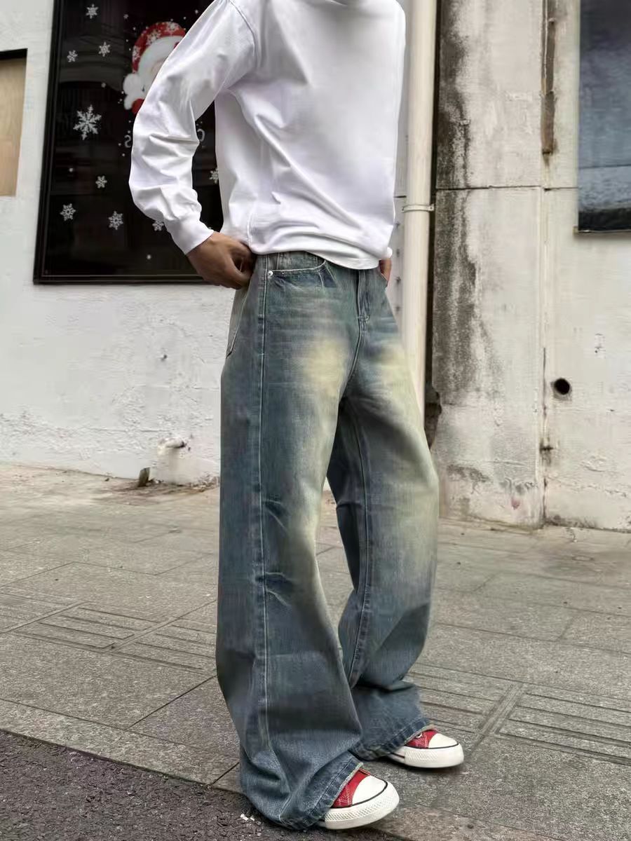 Vintage High street washed and distressed micro flared jeans Size US 30 / EU 46 - 1 Thumbnail
