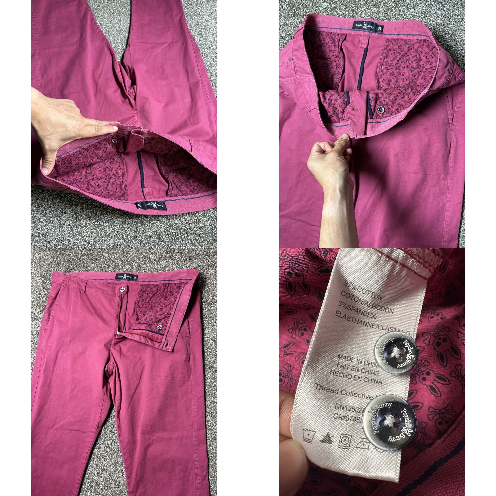 Psycho Bunny Psycho Bunny Pants 38x34 Pink Cotton Stretch - Casual Mens 38 Size Size US 38 / EU 54 - 8 Thumbnail