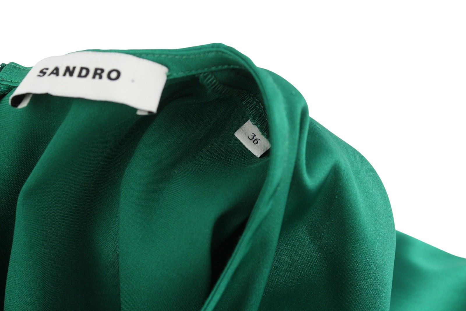 Sandro 36 S Green Ruffled Satin Effect Wrap Long Sleeve 88497 Size S / US 4 / IT 40 - 9 Thumbnail
