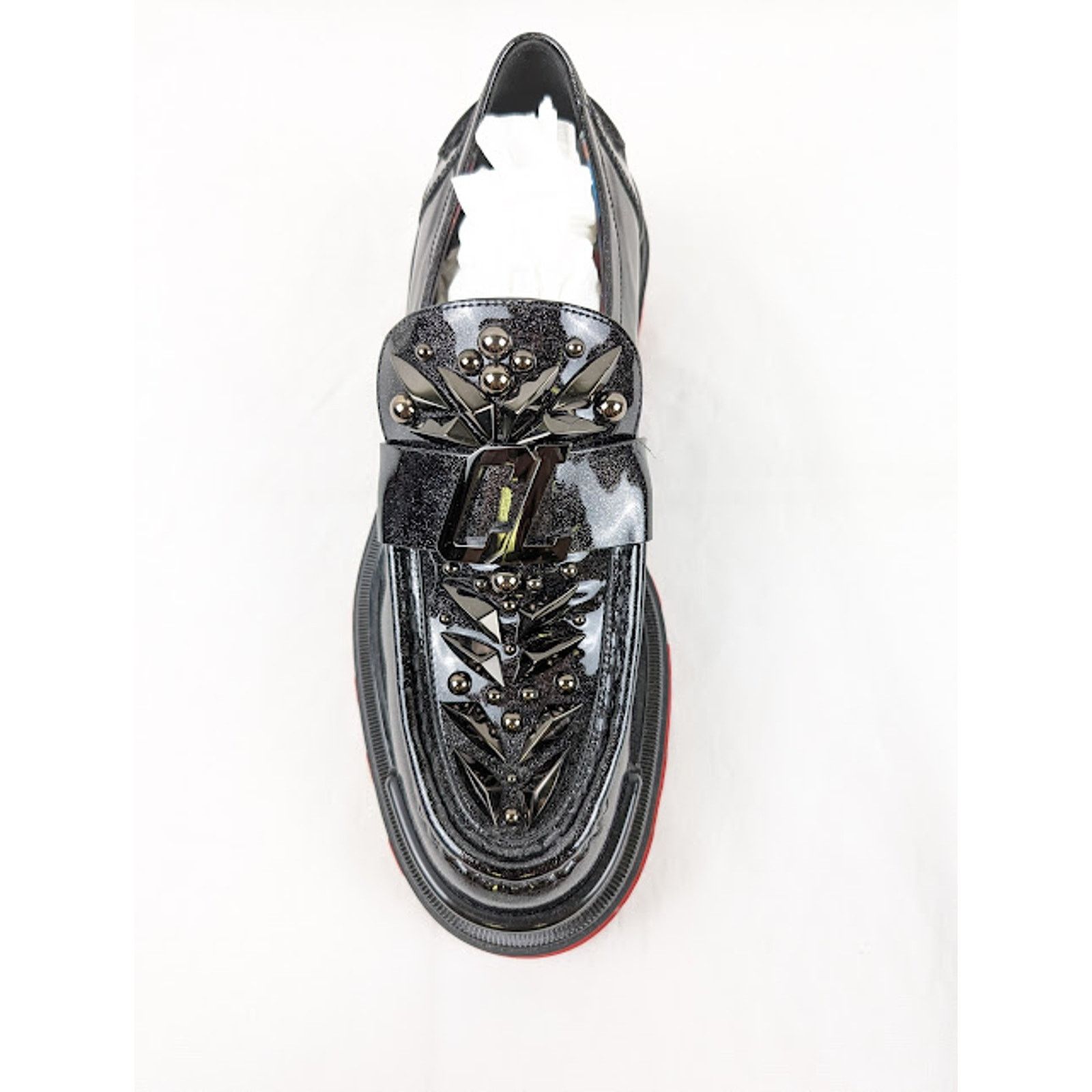 Christian Louboutin o1rshd1 The Amazing Loubi Flat Shoes Black/BK Gun/Lin Cosmos Size US 11 / EU 44 - 6 Thumbnail