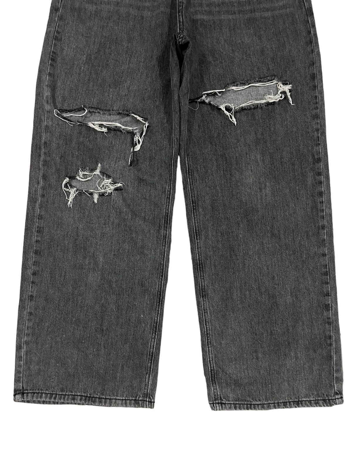14th Addiction Japanese Brand Grey Wash Distressed Adjustable Baggy Jeans Size US 33 - 6 Thumbnail
