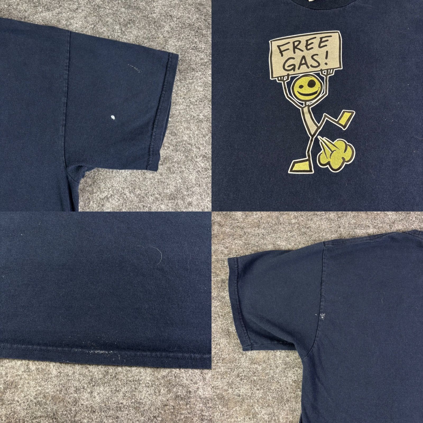 GAS VINTAGE Tennessee River Free Gas Graphic T Shirt Mens XL Navy Blue Funny Fart Joke Tee Size US XL / EU 56 / 4 - 8 Thumbnail