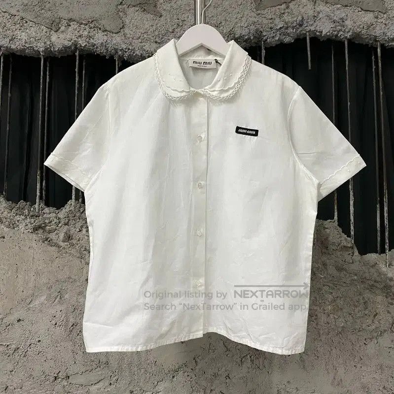 Miu Miu Summer White Cotton Short Sleeve Shirt .