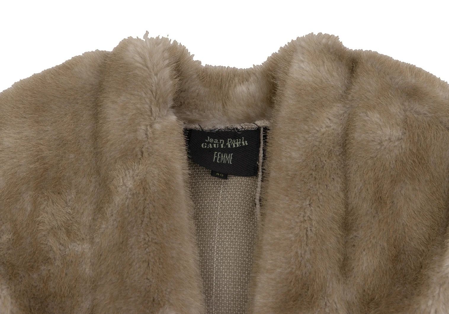 Jean Paul Gaultier Fur Striped Double Zip Coat in Beige and Black Size US XXL / EU 58 / 5 - 4 Thumbnail