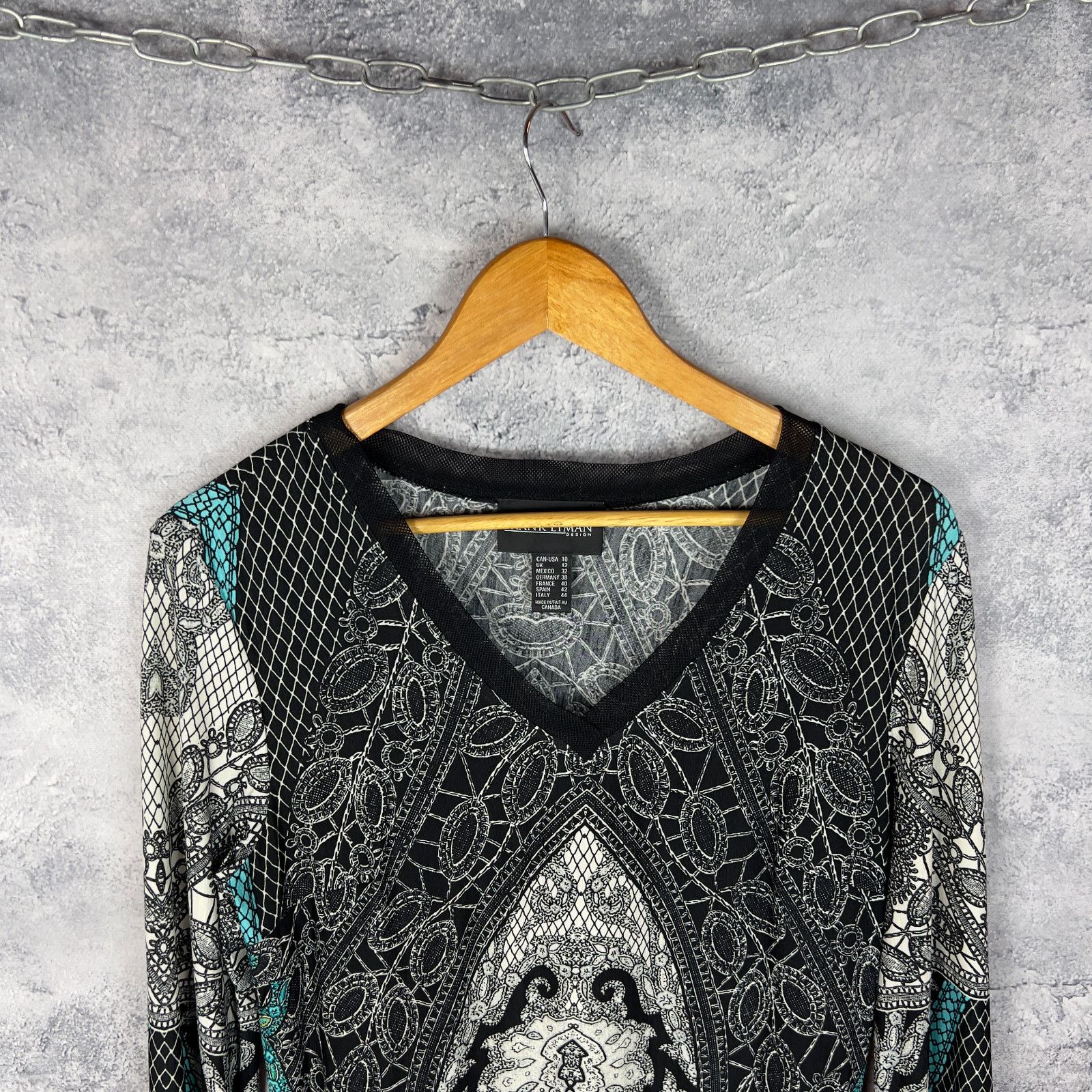 Frank Lyman Frank Lyman Blouse Women's Size USA 10 Multicolor V-Neck ` Size L / US 10 / IT 46 - 2 Thumbnail