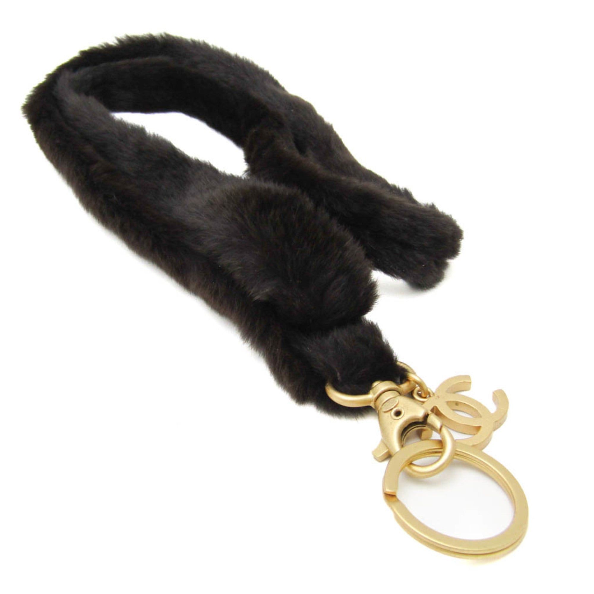image of Chanel Neck Strap Keyring [Dark Brown,gold], Women's