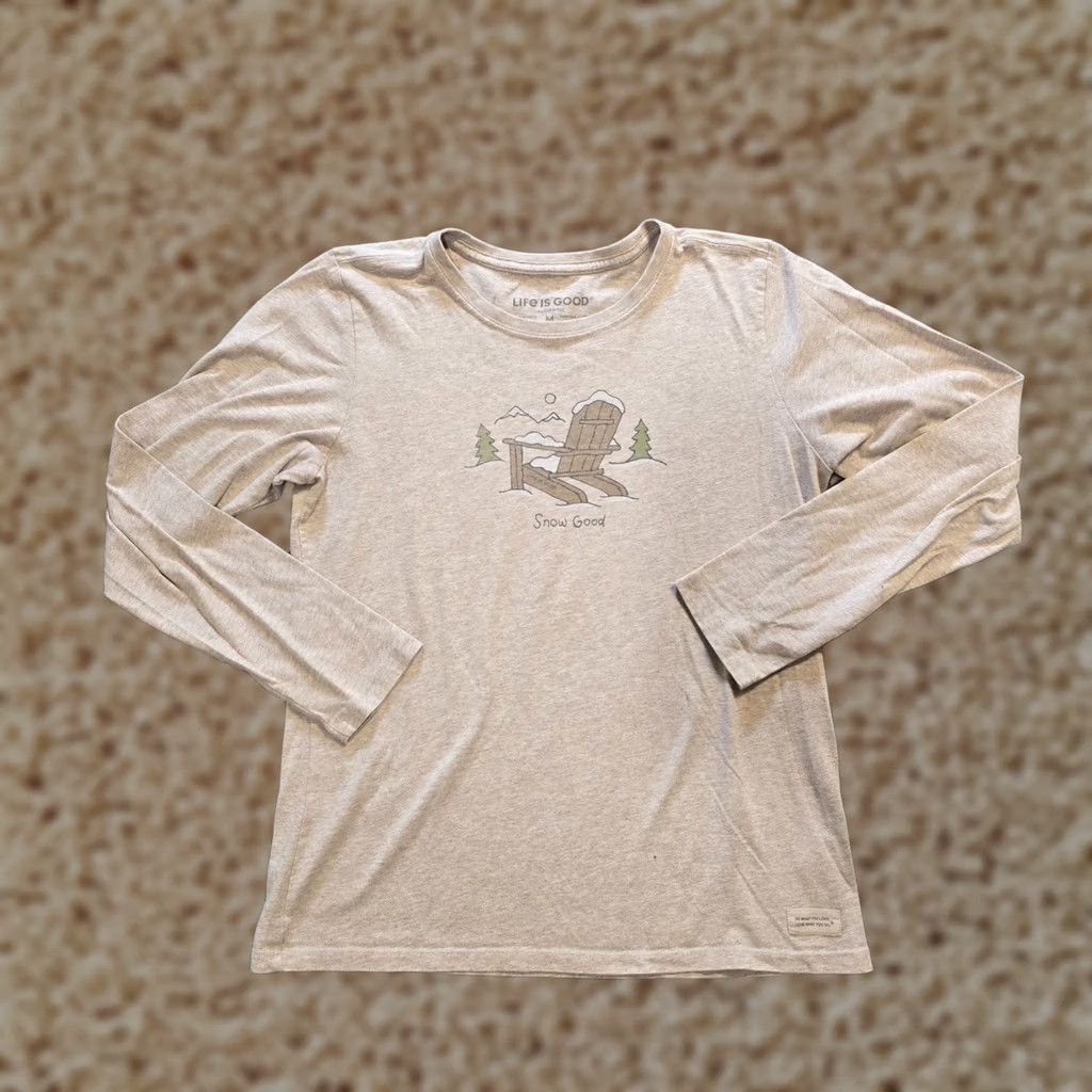 Life is Good Life is Good Top Women Size Medium Beige Winter Snow Lounge Long Sleeve Casual Shirt Size M / US 6-8 / IT 42-44 - 1 Thumbnail