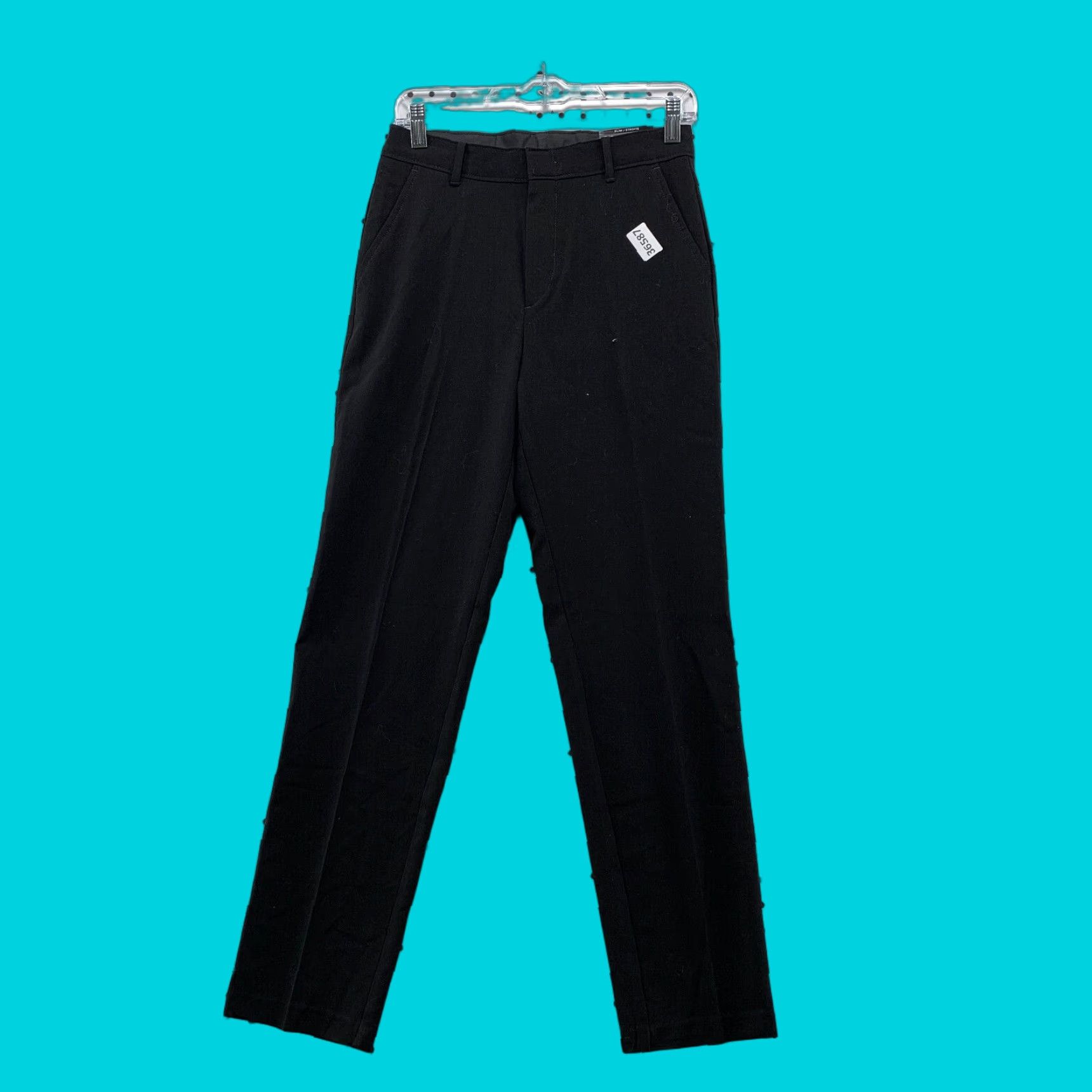 VINTAGE Van Heusen Flex Slim Black Dress Pants Womens Size 18 27x30 High  Rise Trousers