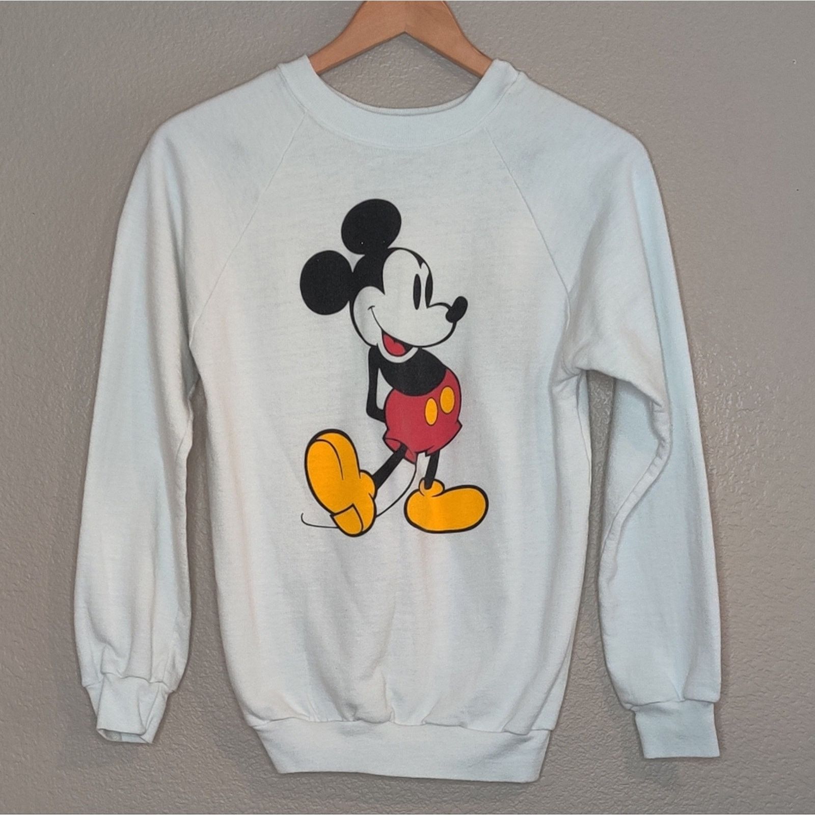 image of Vintage Disney White Mickey Mouse Sweatshirt 1980's Usa, Women's (Size XS)