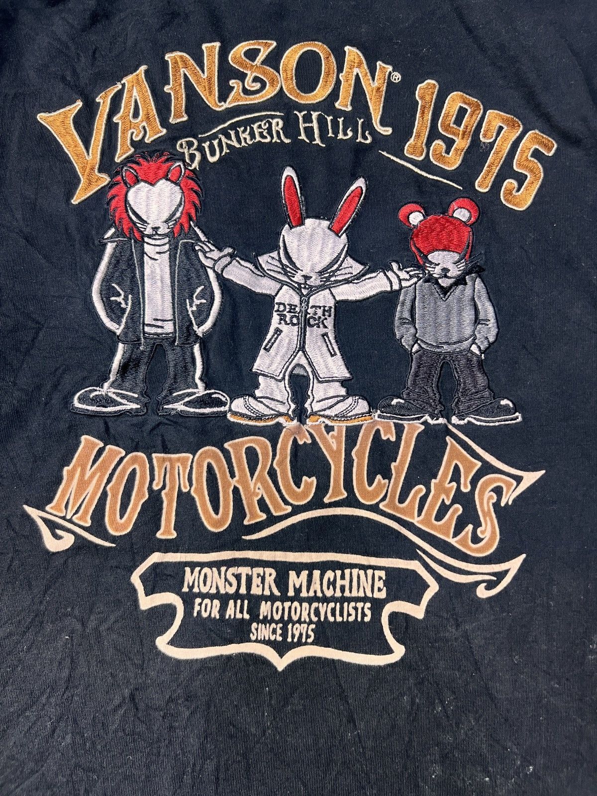 Vanson Leathers Vanson Death Rabbit Embroided Ls Tshirt Size US XL / EU 56 / 4 - 7 Thumbnail