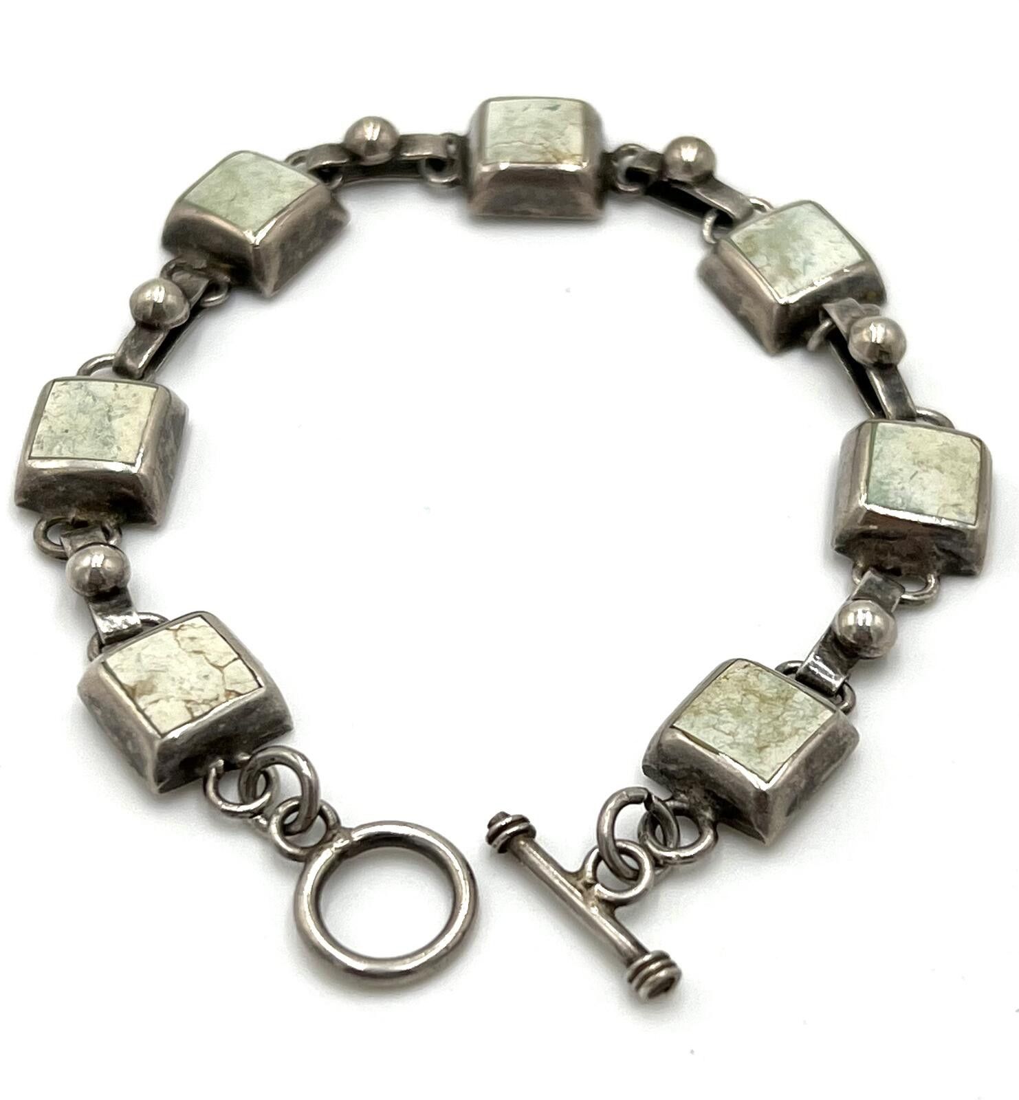 Other Mexico Sterling Silver Magnasite Panel Links Bracelet Size ONE SIZE - 2 Thumbnail