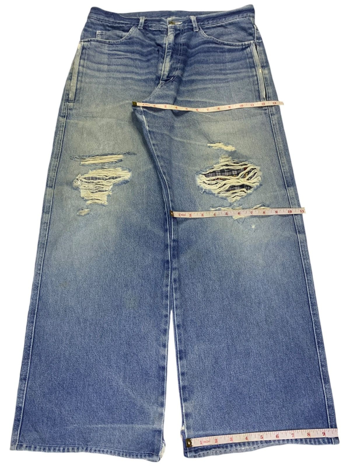 Japanese Brand Vintage Japanese Brand Mud Wash Patched Ripped Baggy Jeans Size US 34 / EU 50 - 16 Thumbnail