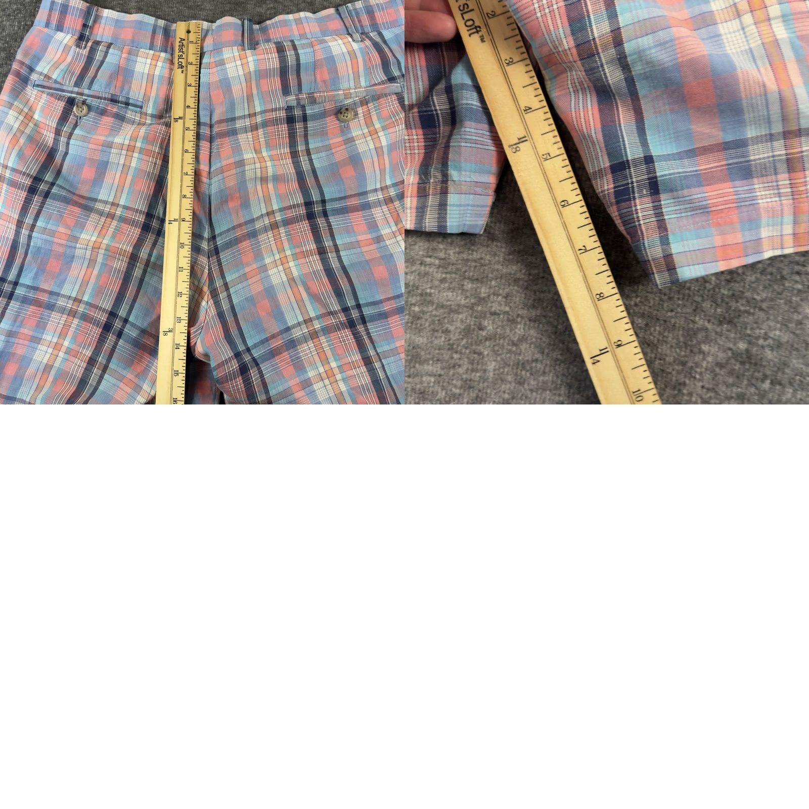 Peter Millar Peter Millar Mens Chino Shorts 36 Pastel Plaid Linen Cotton 9 Inch Seaside Size US 36 / EU 52 - 8 Thumbnail