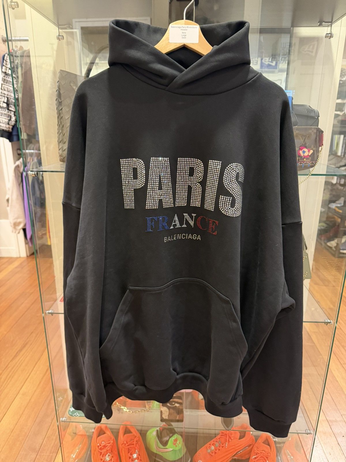 Balenciaga Balenciaga Paris Rhinestone Hoodie - Black Size US L / EU 52-54 / 3 - 1 Thumbnail
