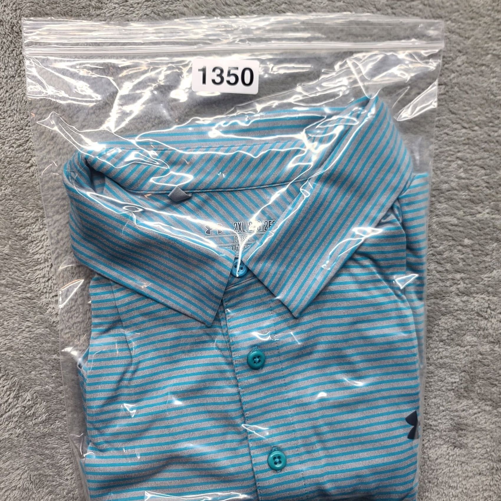 Under Armour Under Armour Polo Shirt Mens 2XL Short Sleeve HeatGear Blue Striped Size US XXL / EU 58 / 5 - 7 Thumbnail