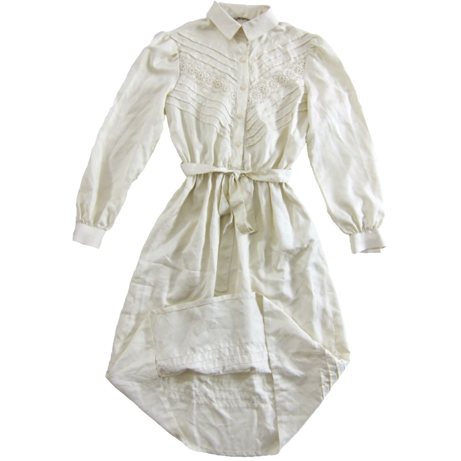 Vintage VINTAGE Ivory Embroidered Floral Collar Long Sleeve Midi Sheath Prairie Dress XS Size XS / US 0-2 / IT 36-38 - 4 Thumbnail