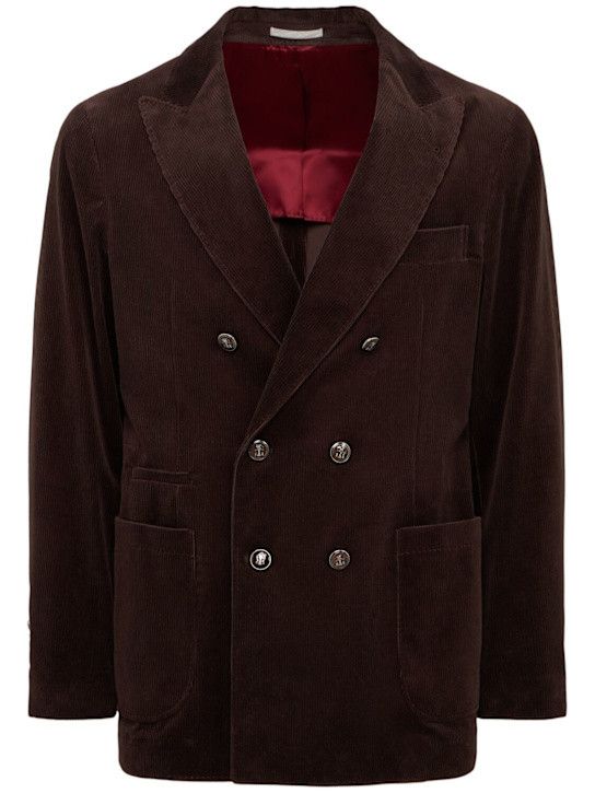 Brunello Cucinelli o1y0526 Double-breasted Blazer in Dark Brown Size US L / EU 52-54 / 3 - 1 Thumbnail