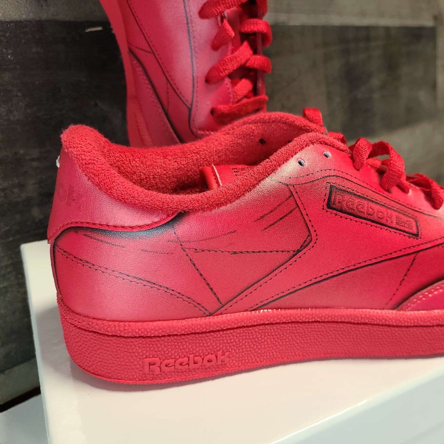 Reebok Reebok x Maison Margiela Club C Paris Red Leather Sneakers Sz 9 Mens Low Top Size US 9 / EU 42 - 3 Thumbnail