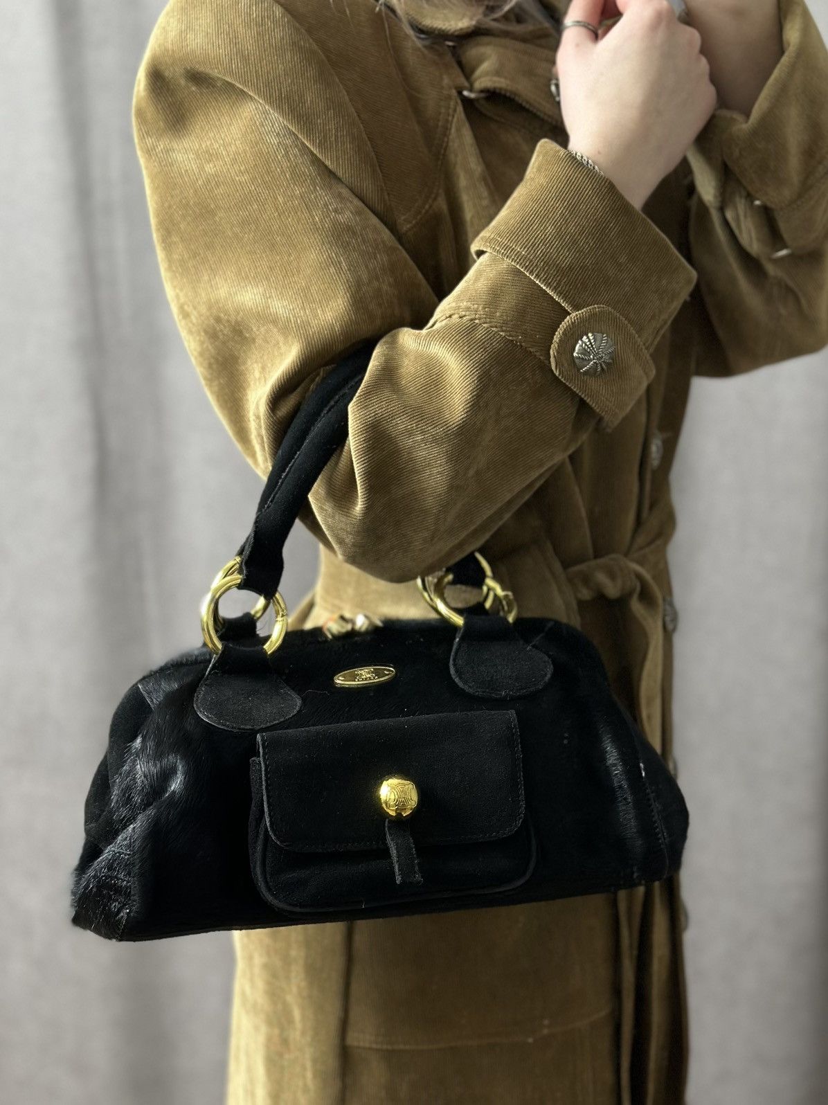 Celine Vintage 90s Fur Bag Celine Hobo IfSixWasNine Y2K AvantGarde Size ONE SIZE - 1 Thumbnail