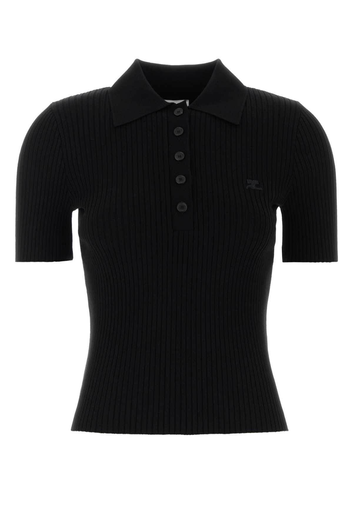 Black Viscose Blend Polo Shirt
