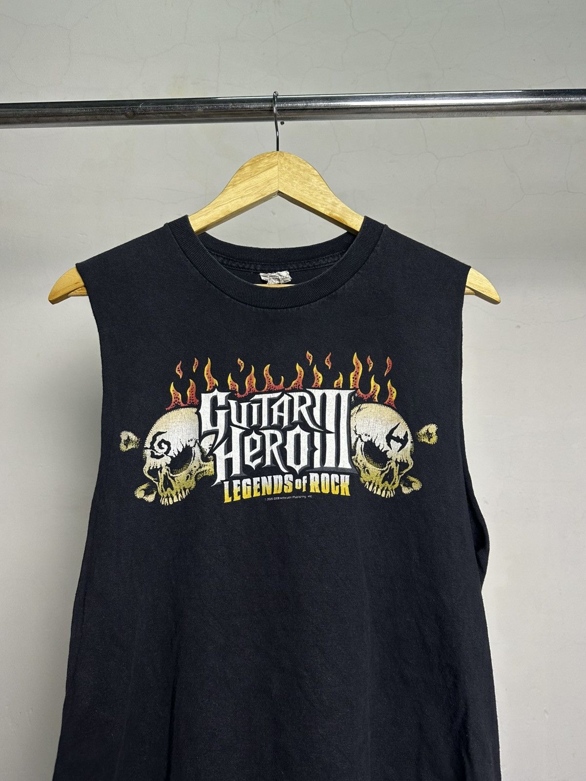 Band Tees × Playstation × Vintage 00’s Guitar Hero 3 Video Game Flame Skull Sleeveless Tshirt Size US M / EU 48-50 / 2 - 1 Thumbnail
